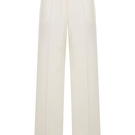 Sudi Etuz low waist straight cut pants in ecru fabric, shown on model, featuring a relaxed fit and classic design.