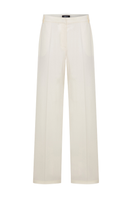 Sudi Etuz low waist straight cut pants in ecru fabric, shown on model, featuring a relaxed fit and classic design.