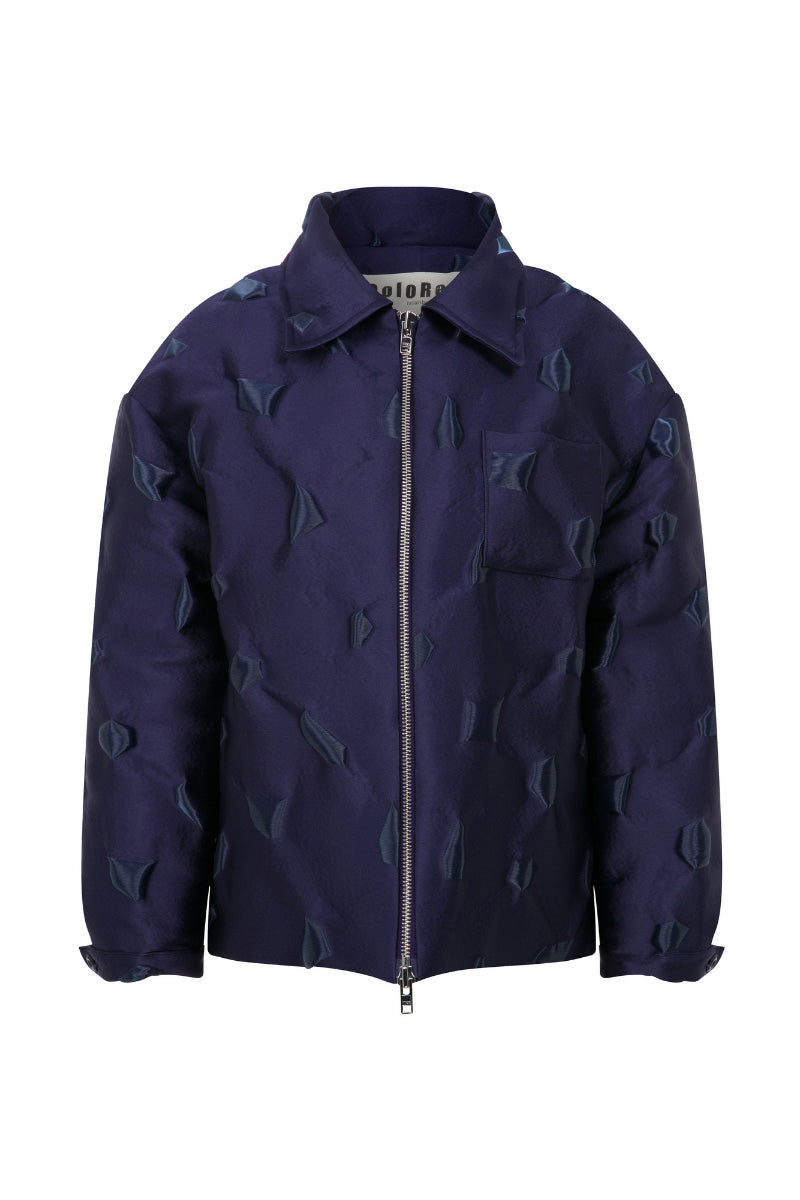 TEXTURED PUFFER JACKET IN PURPLE