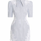 Keira Tong lace patch mini dress featuring delicate lace details and a fitted silhouette, perfect for stylish occasions.
