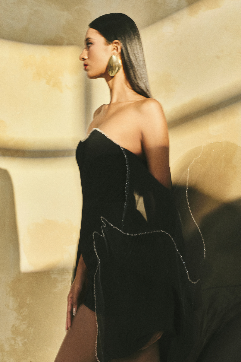 OFF-SHOULDER CHIFFON MINI DRESS | CULT MIA | L'SCARLETT OFF-SHOULDER CHIFFON MINI DRESS | CULT MIA | L'SCARLETT