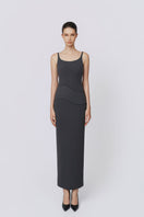 Graphite Flow Maxi Dress by TONYY featuring a flowing, elegant design in soft graphite fabric.