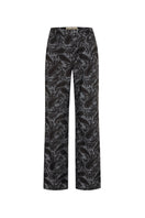 ColoReve black floral BWF pants with relaxed fit and floral pattern, displayed on a model.