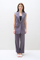 Aidan & Ice Glacia blazer in gray purple featuring a tailored fit and stylish lapel, displayed on a hanger against a neutral background.
