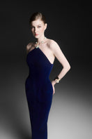Maison Des Copains Lumirel sheath midi dress in royal blue, featuring a fitted silhouette and elegant sleeveless design.