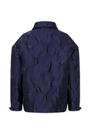 Purple textured puffer jacket by ColoReve featuring quilted design and stand-up collar, shown on a hanger.