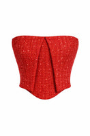 Red Muse corset top by Aquarel Studio, featuring a fitted design and intricate detailing, perfect for stylish tops.