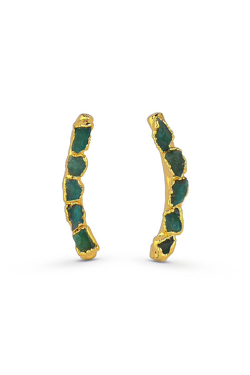 Gold 5 stones studs earrings by Fenomena featuring five sparkling gemstone accents in a classic stud design.