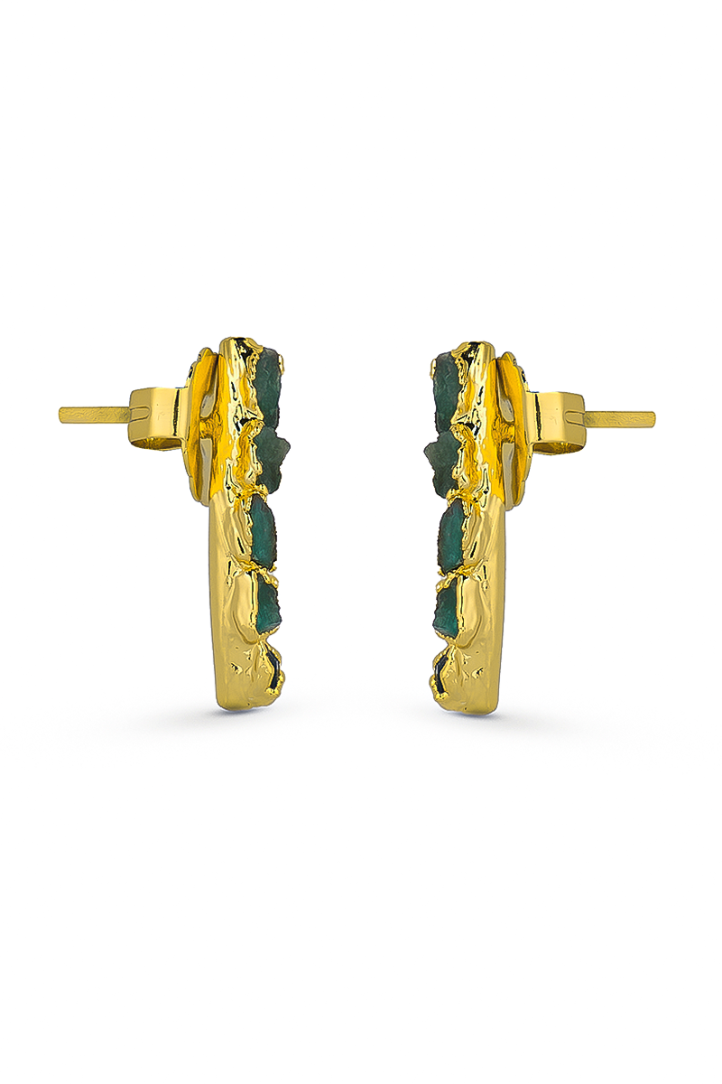 Gold 5 stones studs earrings by Fenomena, featuring five sparkling gemstone accents on classic earring posts.