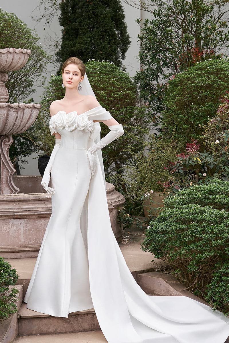 OFF-SHOULDER BUSTIER MERMAID GOWN - CULT MIA