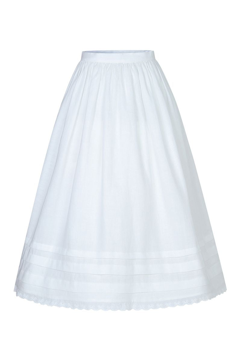 Ivory midi skirt by Chictopia shown in the image, featuring a flowy design and elegant length for a stylish look