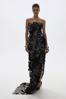 BALYKINA July black gown with elegant design, featuring flowing fabric and classic silhouette for formal occasions.