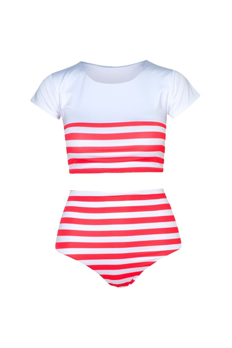 MATHILDE TOP AND BANES BOTTOM BIKINI IN CHERRY STRIPES - CULT MIA