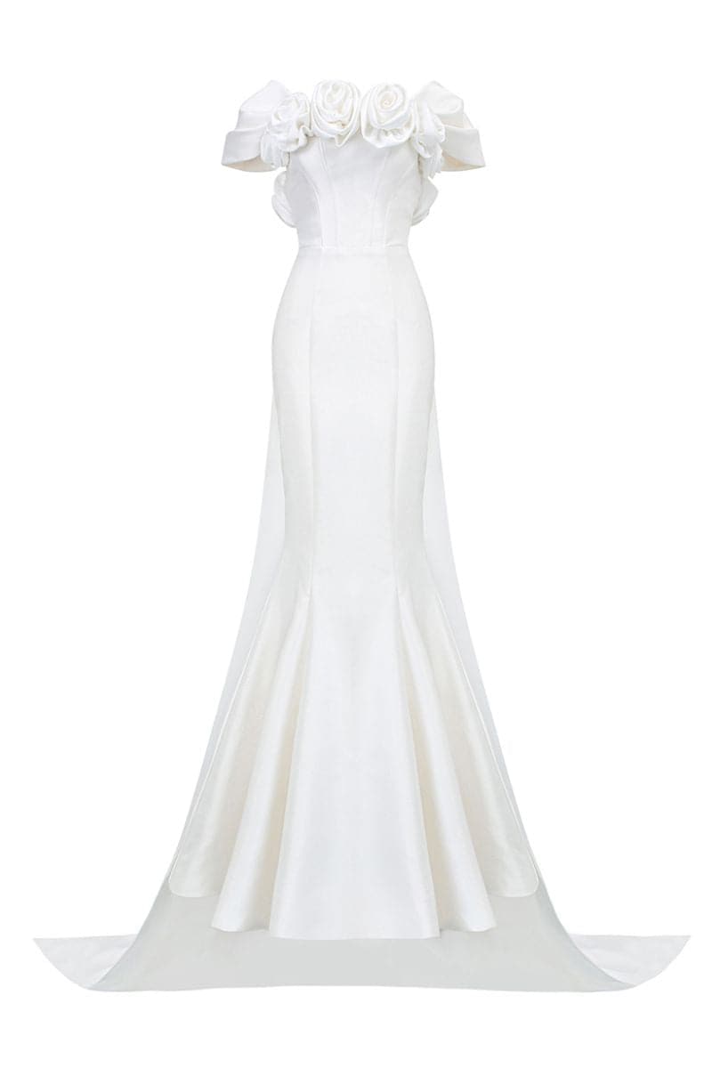 OFF-SHOULDER BUSTIER MERMAID GOWN - CULT MIA