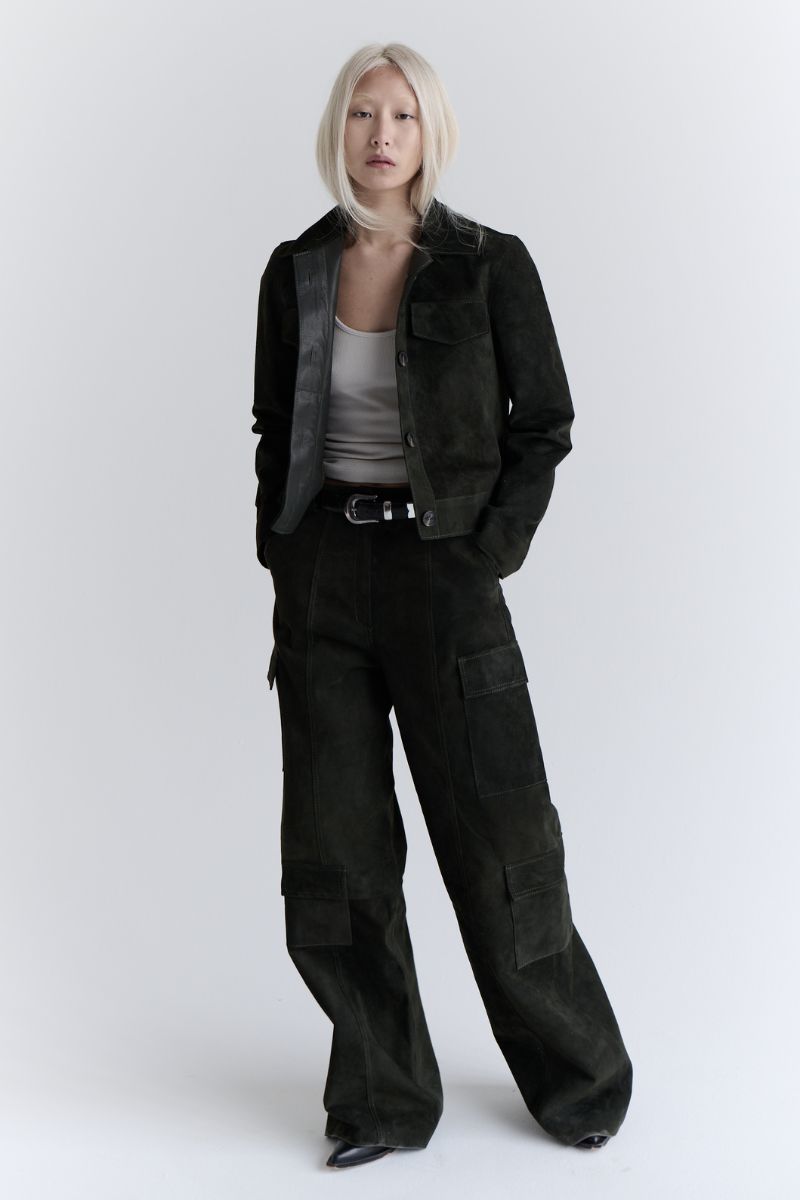 ZUT REMON suede jacket displayed on a hanger, featuring a classic design with smooth suede material and tailored fit.