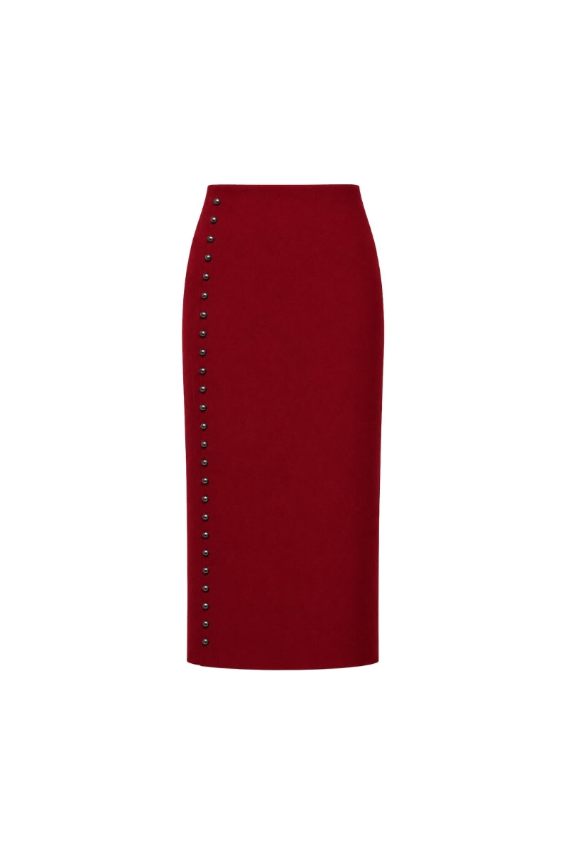 SYLVIE MIDI SKIRT IN PAPRIKA RED