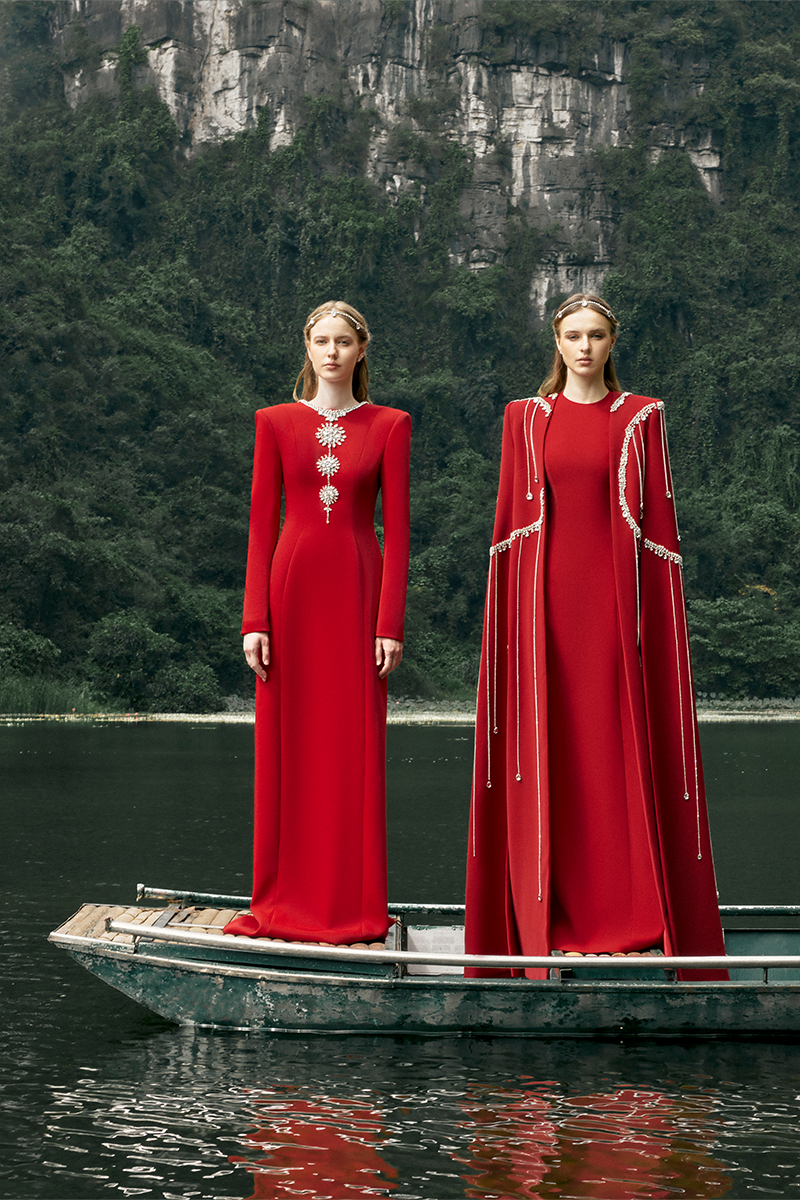 RED OPEN BACK FLOOR LENGTH GOWN - CULT MIA