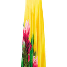 Sisters peony dress in bold blossom print, a stylish maxi dress with vibrant floral pattern and flowing fabric.