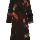 Lalo oversized coat with belt in multi-color, featuring a relaxed fit and stylish design, perfect for layered winter outfits.