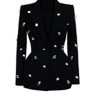 Maison Des Copains Malani structured square shoulder blazer, tailored jacket with sharp lapels and fitted silhouette.