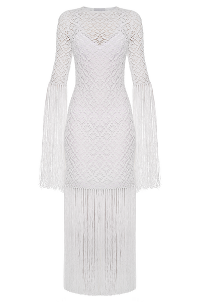 Liya White FRINGE DRESS