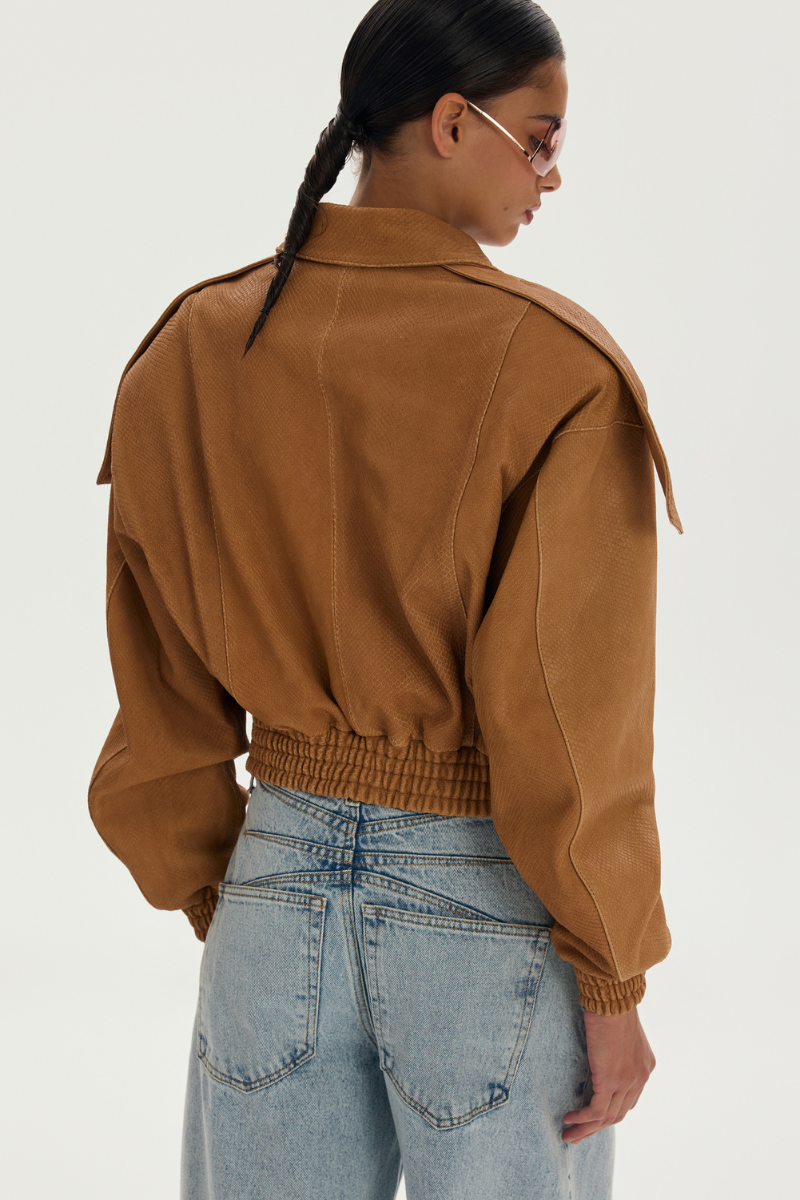 LareTaggio Tivoli Crock Leather Jacket, stylish brown leather jacket with a classic design, shown on a neutral background.