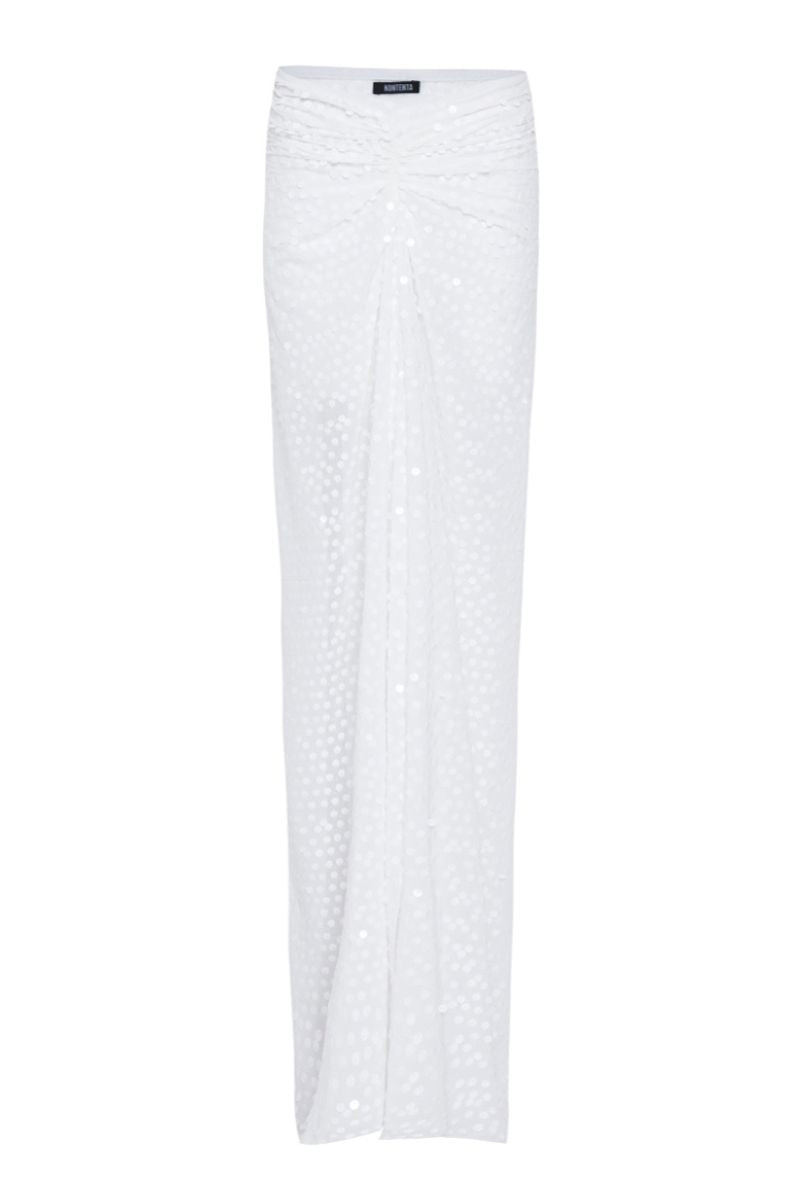 SEQUIN LIGHT MAXI SKIRT IN WHITE - CULT MIA
