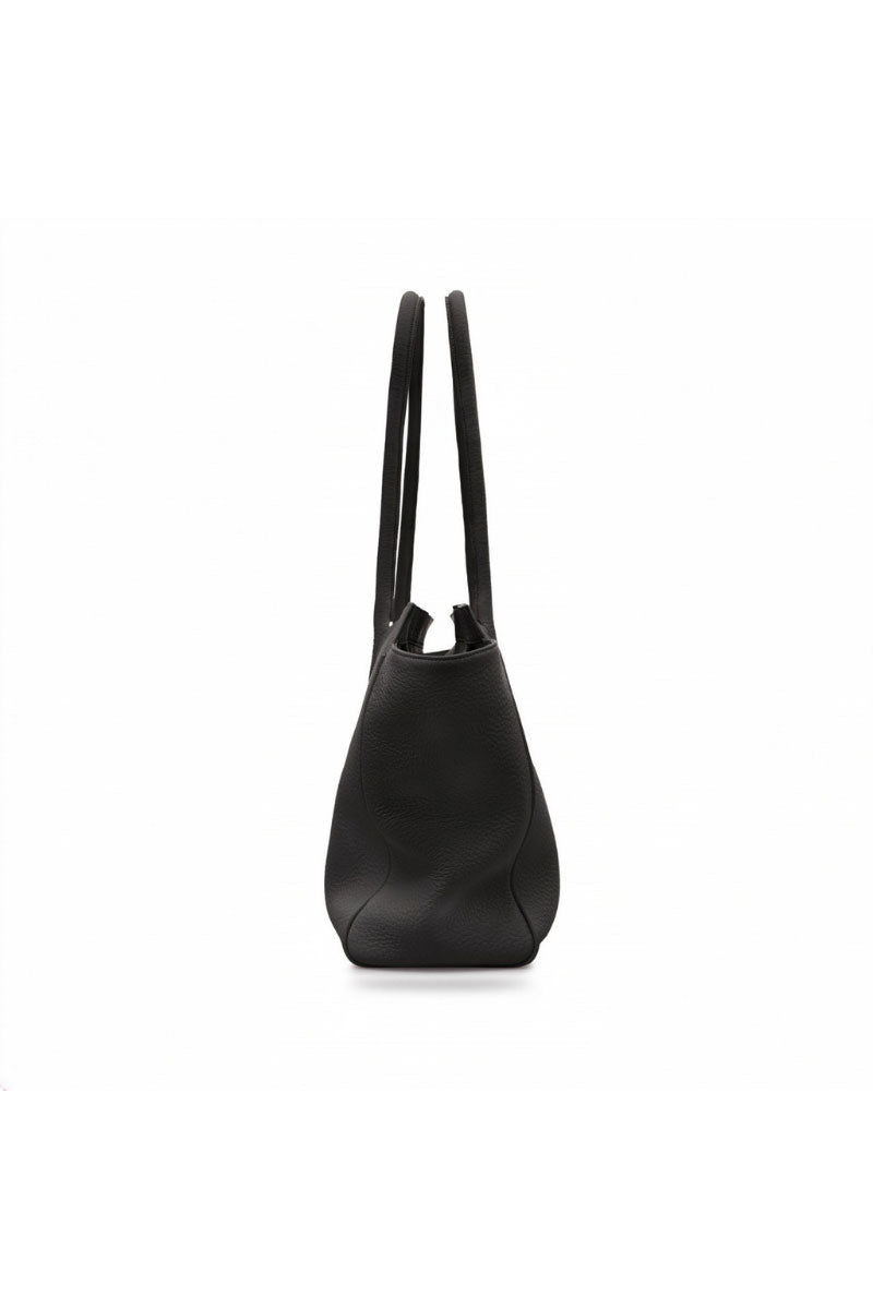 Black shoulder tote bag by Vikele Studio with sturdy straps and spacious interior, ideal for everyday carry.