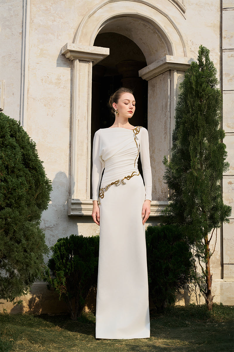 LUXE STRETCH AND TAFFETA GOWN