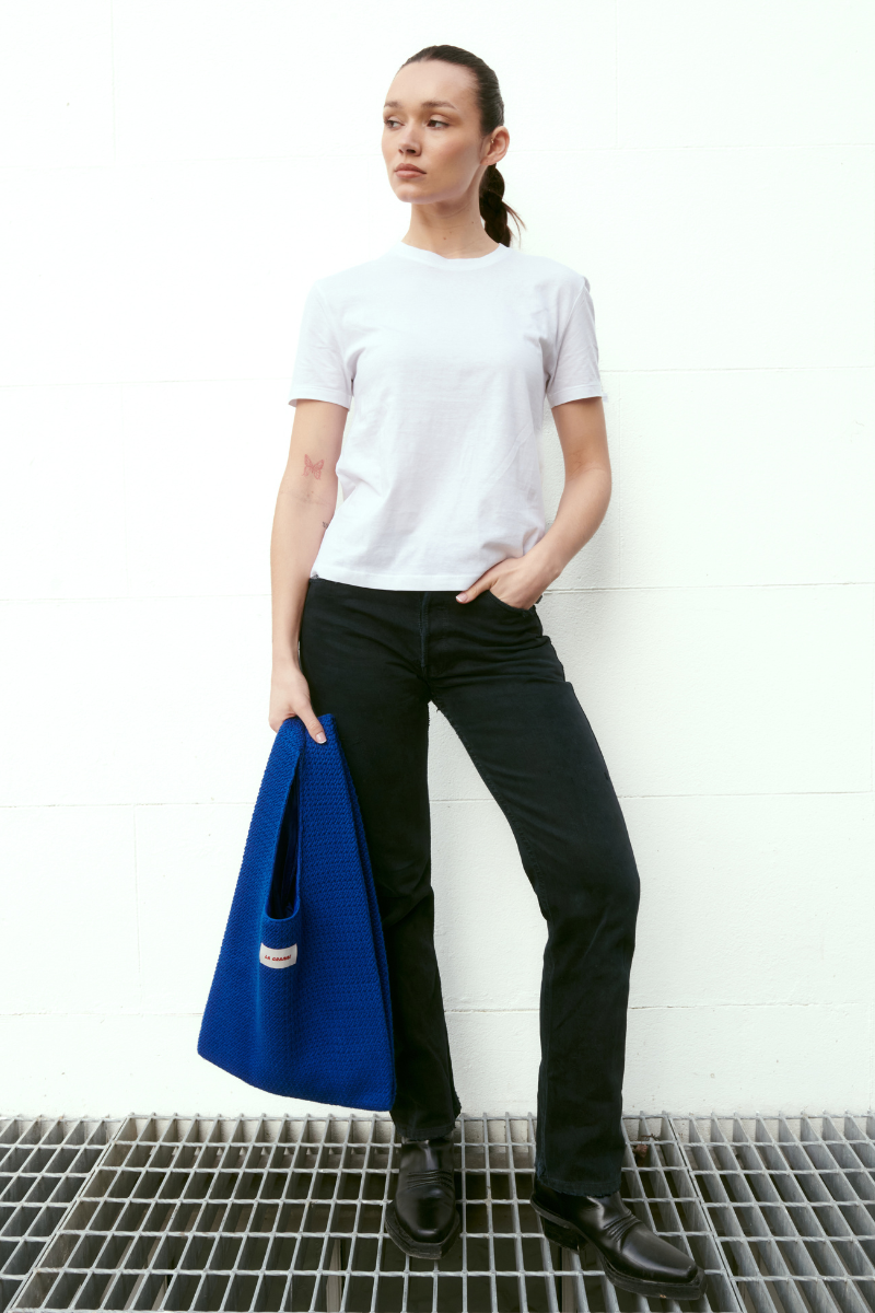 Blue Mercado Portobello bag by La Granni, a stylish shoulder bag with a spacious design and durable straps.