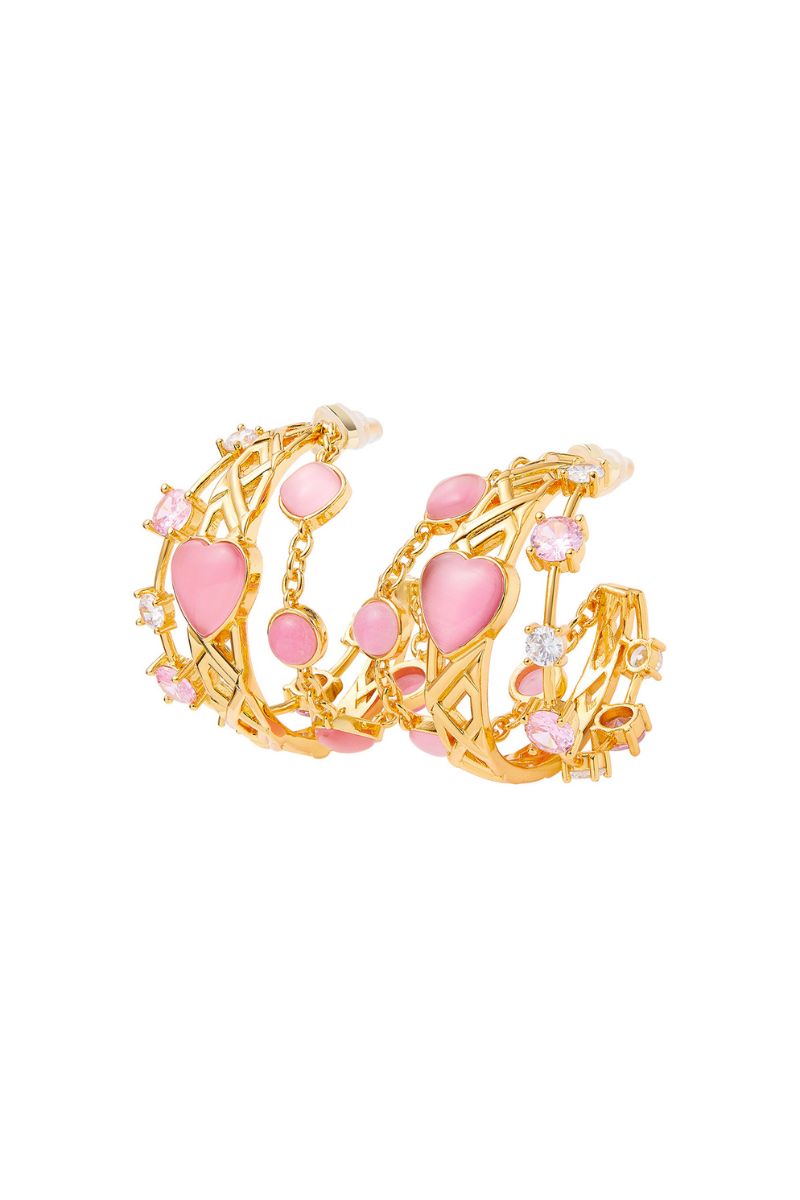 LISETTE GOLD AND PINK HOOP EARRINGS - CULT MIA