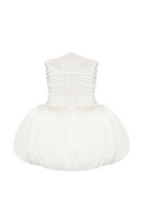 BalYKINA Clara Ivory Mini Dress showing a stylish, sleeveless design with a fitted waist and elegant fabric.