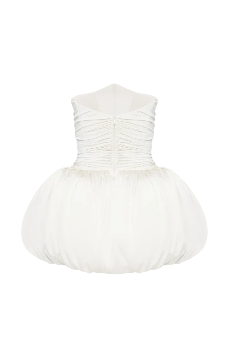 BalYKINA Clara Ivory Mini Dress showing a stylish, sleeveless design with a fitted waist and elegant fabric.