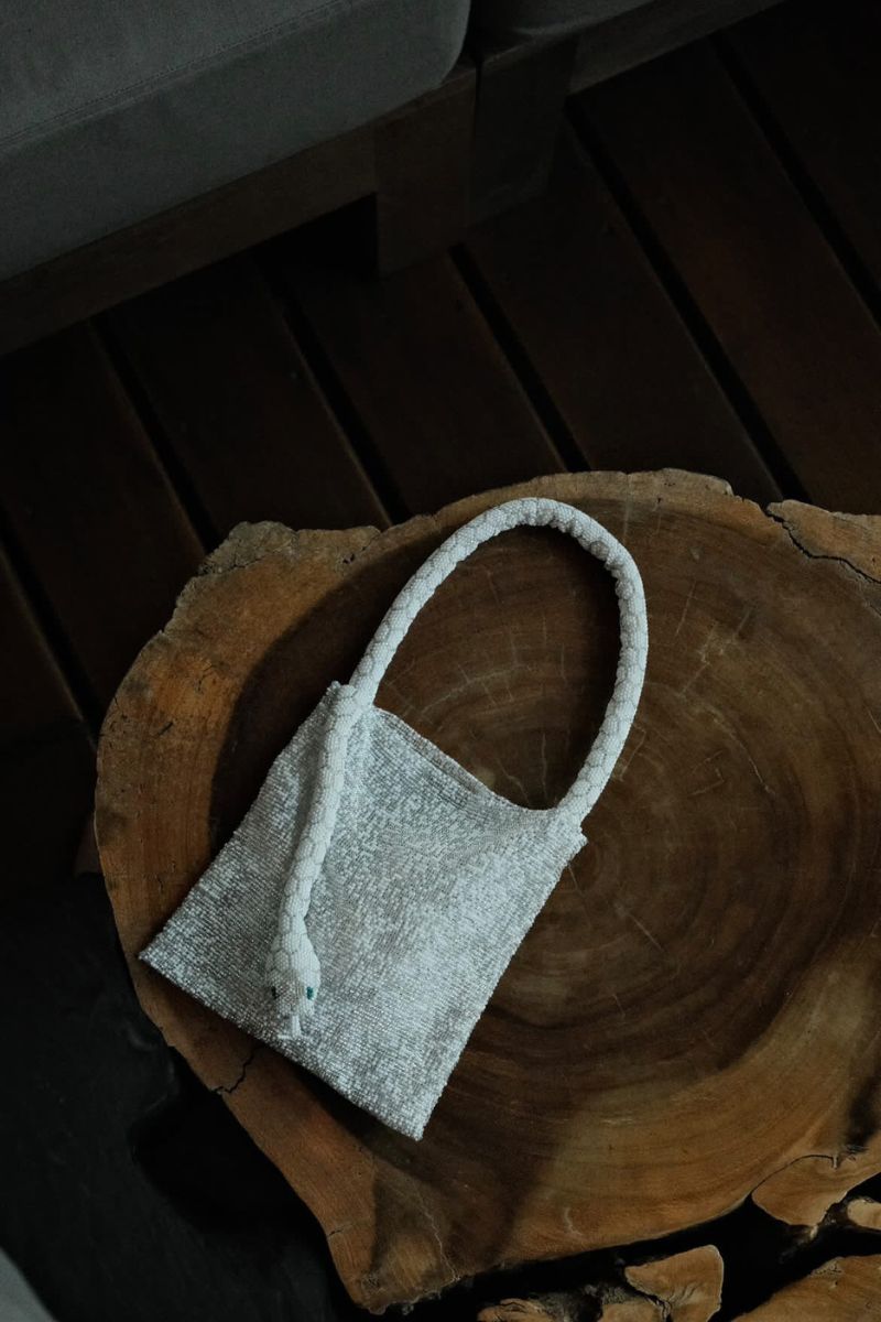 SERPENT SMALL IN ALL WHITE AND SILVER - CULT MIA