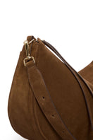 Vikele Studio Denise shoulder bag in brown suede with a sleek, structured design and a top handle, perfect for everyday use.