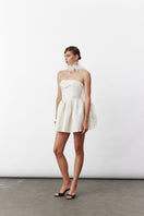 Nazlı Ceren Freya mini dress in vanilla ice, featuring a stylish sleeveless design with a fitted silhouette and elegant details.