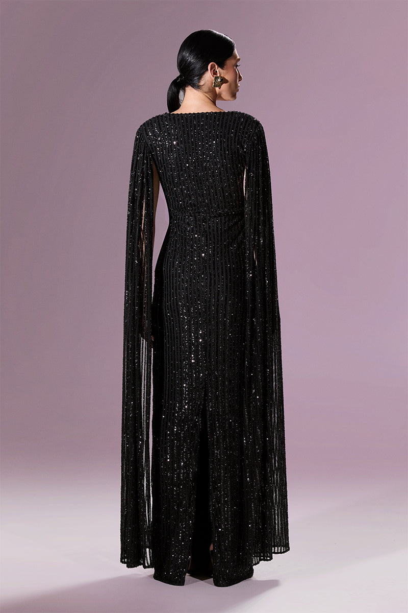 Nur Karaata Giovana gown featuring elegant fabric and intricate design, perfect for formal occasions.