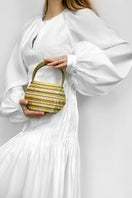 Touchless CULT MIA X clutch handbag in green and yellow gem blend with sleek design, perfect for stylish occasions.