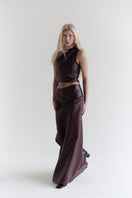 ZUT Laurel leather maxi skirt in black, flowing length with smooth leather texture and waistband, stylish and elegant design.