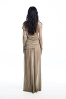 Chictopia draped jersey maxi dress in soft fabric with flowing silhouette and elegant drape, perfect for casual or formal wear.