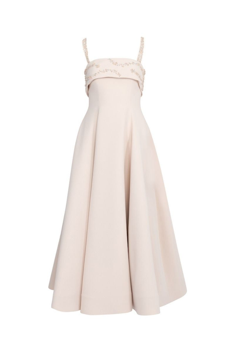 NUDE STRAP SHOULDER MAXI DRESS - CULT MIA