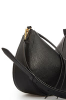 Vikele Studio Denise shoulder bag in black with sleek leather design and minimalist style, shown from a front view.