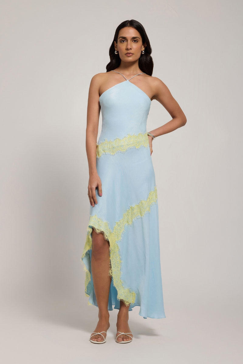 Summer Away ARAVA dress, a stylish midi dress with a flowy design, shown in a vibrant, lightweight fabric perfect for warm weather.