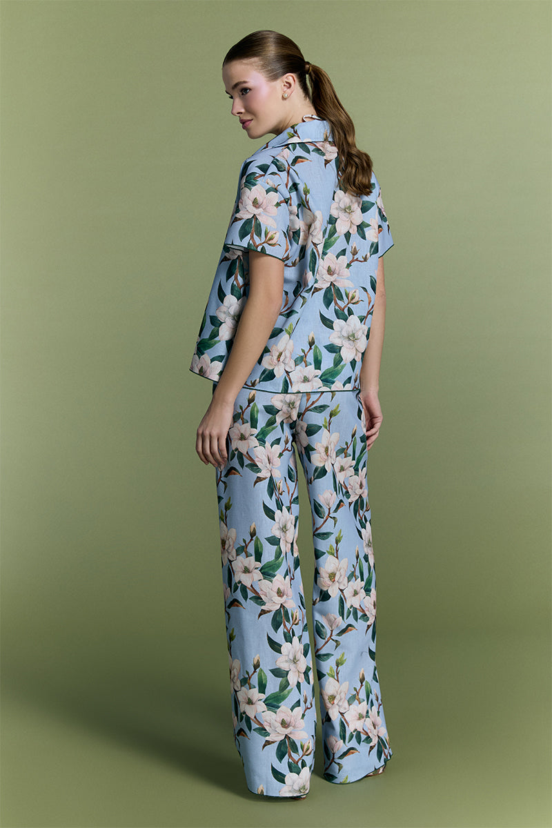 Nur Karaata Tropic Twist co-ord set featuring a vibrant, tropical print top and matching pants, casual and stylish for warm weather.