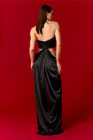 Nur Karaata Alice Pearl Maxi Dress showcasing a flowy, elegant design with pearl detailing and a flattering silhouette.