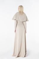 Lili Blanc cashmere wrap maxi skirt in soft, elegant fabric with a flowing design and wrap-around style.