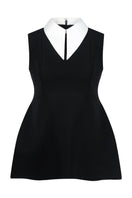 Black Lili Blanc Signature Collared A-line top, stylish women's blouse with a classic collar and flowy silhouette.