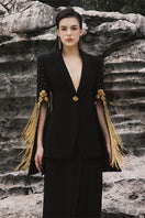 Lune De Soie crepe dress co-ords with matching shawl in elegant fabric, styled for sophisticated wear.