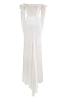 Elegant Cult Mia x Monetre draped gown with flowing fabric and sophisticated design, perfect for formal occasions.