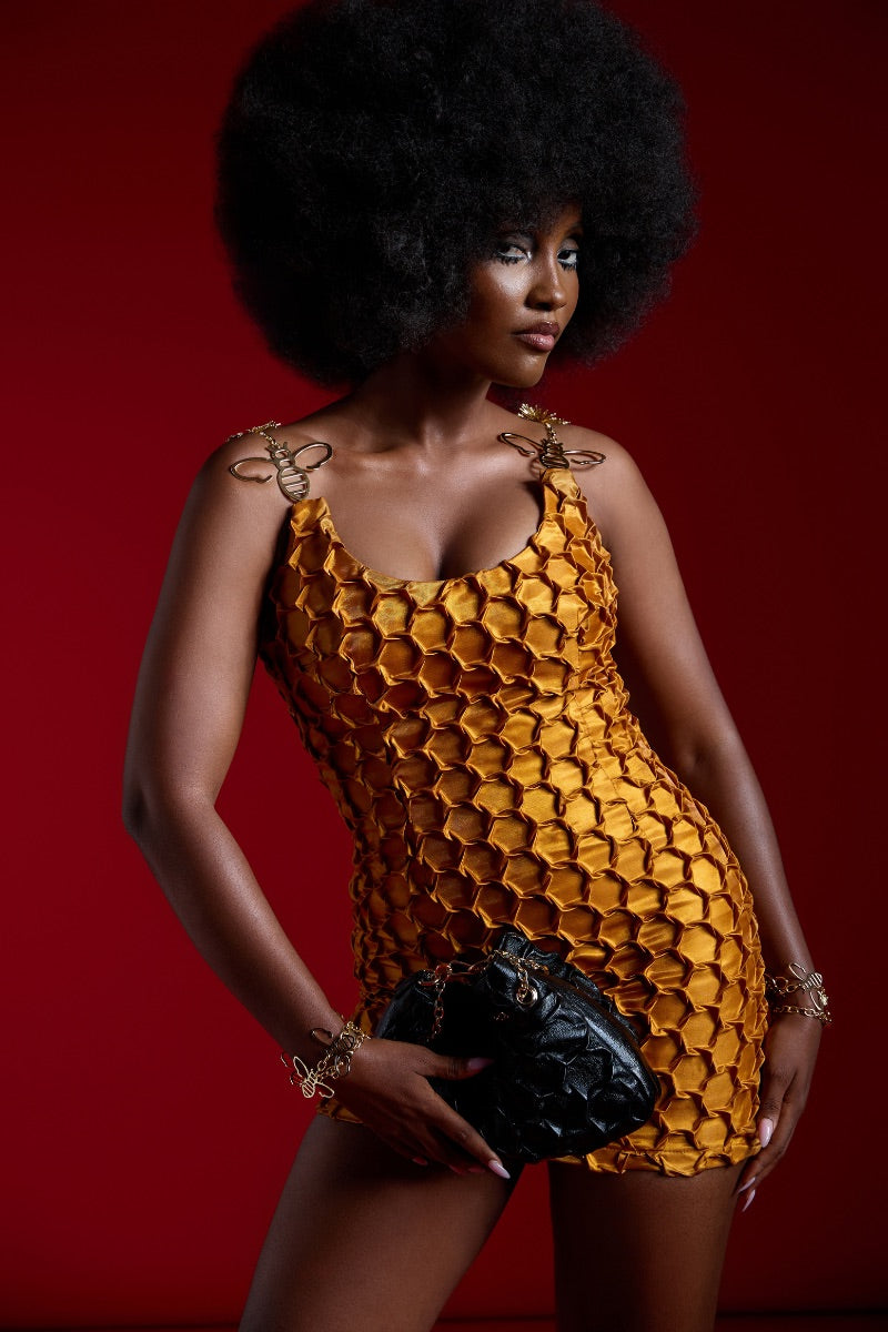 MUNA MINI DRESS IN GOLD - CULT MIA